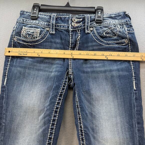 Vigoss Jeans Women's 3/4x21 Blue The Chelsea Capri Embellished Rose Gold Pocket - Picture 11 of 14